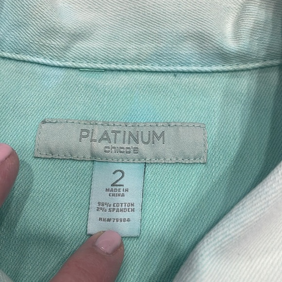 Chico’s Platinum size 2, same as 12/14, Cropped Turquoise Denim Jacket. - Picture 7 of 8